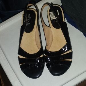 Softspots Women's Black Patent Slingback Shoes